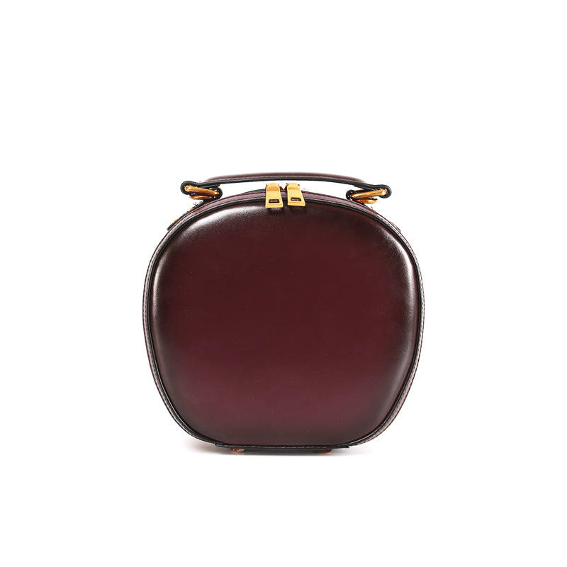 Stylish LEATHER WOMENs Circle Handbag Purse Round SHOULDER Purses for Women
