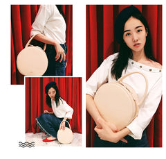 Stylish LEATHER WOMENs Circle Handbags SHOULDER BAG Purse FOR WOMEN
