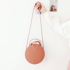 Stylish LEATHER WOMENs Circle Handbags Round SHOULDER BAG Purses FOR WOMEN