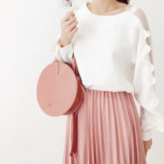 Stylish LEATHER WOMENs Circle Handbags Round SHOULDER BAG Purses FOR WOMEN