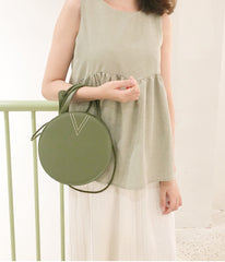 Stylish LEATHER WOMENs Circle Handbags Round SHOULDER BAGs Purse FOR WOMEN
