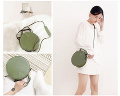 Stylish LEATHER WOMENs Circle Handbags Round SHOULDER BAGs Purse FOR WOMEN