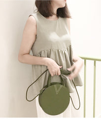 Stylish LEATHER WOMENs Circle Handbags Round SHOULDER BAGs Purse FOR WOMEN