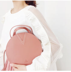 Stylish LEATHER WOMENs Circle Handbags Round SHOULDER BAGs Purse FOR WOMEN