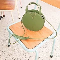 Stylish LEATHER WOMENs Circle Handbags Round SHOULDER BAGs Purse FOR WOMEN