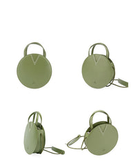 Stylish LEATHER WOMENs Circle Handbags Round SHOULDER BAGs Purse FOR WOMEN