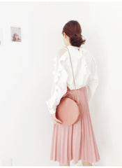 Stylish LEATHER WOMENs Circle Handbags Round SHOULDER BAGs Purse FOR WOMEN