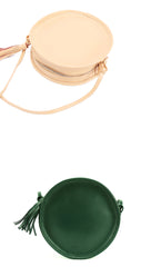 Stylish LEATHER WOMENs Circle Purse Round SHOULDER BAGs Purse FOR WOMEN