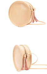 Stylish LEATHER WOMENs Circle Purse Round SHOULDER BAGs Purse FOR WOMEN