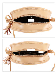Stylish LEATHER WOMENs Circle Purse Round SHOULDER BAGs Purse FOR WOMEN