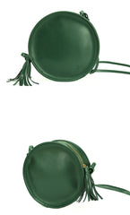 Stylish LEATHER WOMENs Circle Purse Round SHOULDER BAGs Purse FOR WOMEN