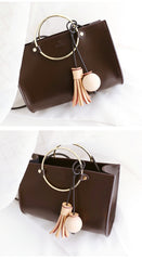Stylish LEATHER WOMENs Cute Handbag Purse SHOULDER Purse with Tassels