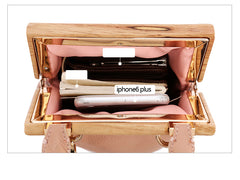 Stylish LEATHER WOMENs Frame Handbag Purse Chain SHOULDER Purse for Women