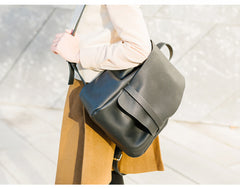 Stylish Leather Black Backpacks Womens Fashion School Backpack Purse