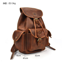 Vintage Leather Mens 14inch Laptop Backpack Travel Backpacks School Backpacks for Men
