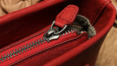 Stylish Leather Red Bucket Handbag Shoulder Bag Barrel Purse For Women