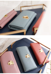 Stylish Leather Womens Bifold Long Wallet for Women Clutch Wallet