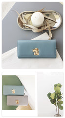 Stylish Leather Womens Bifold Long Wallet for Women Clutch Wallet