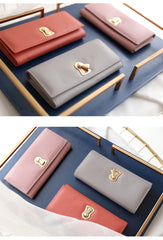 Stylish Leather Womens Bifold Long Wallet for Women Clutch Wallet