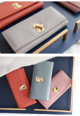 Stylish Leather Womens Bifold Long Wallet for Women Clutch Wallet