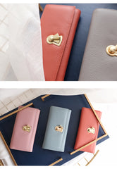 Stylish Leather Womens Bifold Long Wallet for Women Clutch Wallet