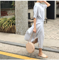 Stylish Leather Womens Circle Shoulder Bag Round Purse For Women