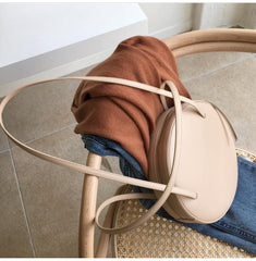 Stylish Leather Womens Circle Shoulder Bag Round Purse For Women