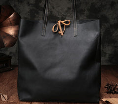 Stylish Style Black Leather Tote Bag Shopper Bag Brown Tote Purse For Women