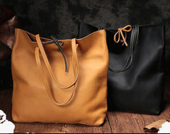 Stylish Style Black Leather Tote Bag Shopper Bag Brown Tote Purse For Women