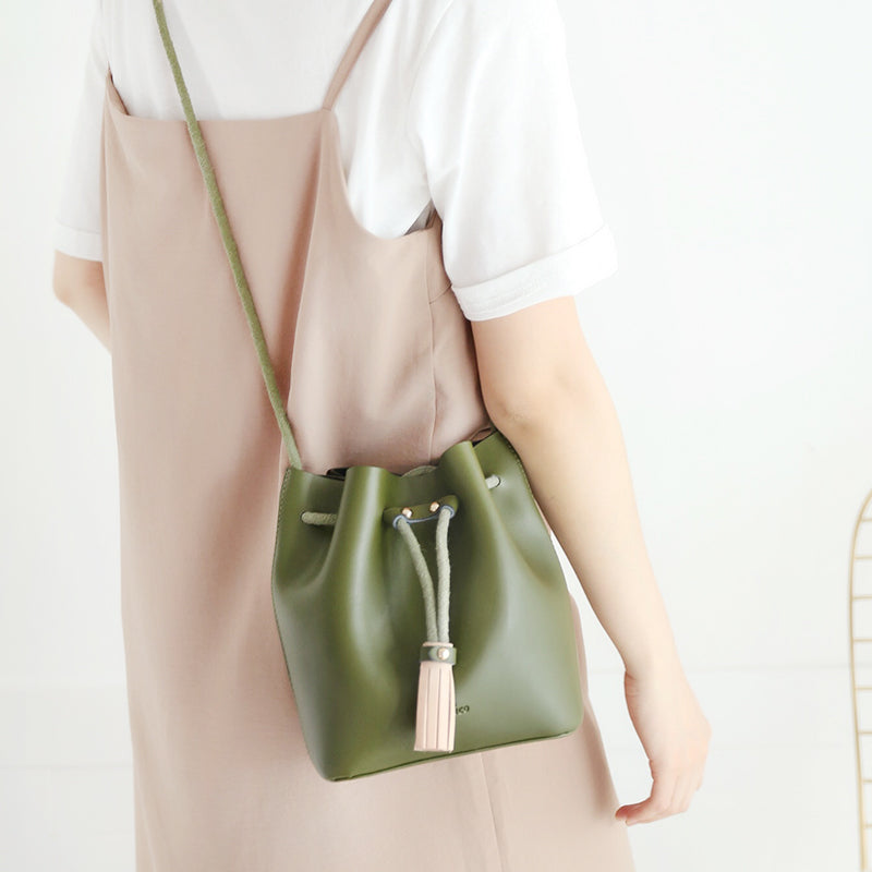 Women's Stylish Mini Leather Bucket Bag