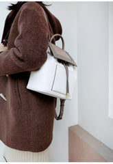 Stylish White Leather Backpack Womens Fashion Backpacks Purse