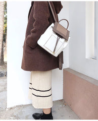 Stylish White Leather Backpack Womens Fashion Backpacks Purse