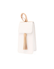 Stylish White Leather Womens Handbag Tassel Wristlet Bag Clutch for Women