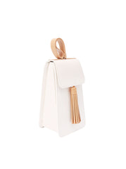 Stylish White Leather Womens Handbag Tassel Wristlet Bag Clutch for Women