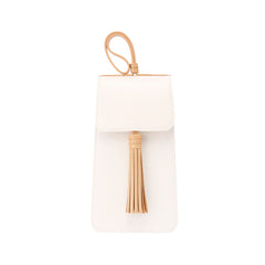 Stylish White Leather Womens Handbag Tassel Wristlet Bag Clutch for Women