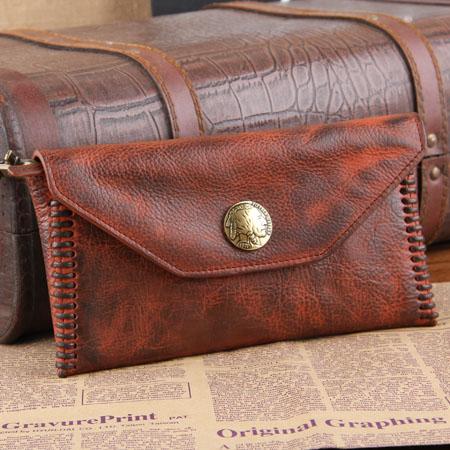 Genuine Leather Mens Cool Biker Chain Wallet - Back View