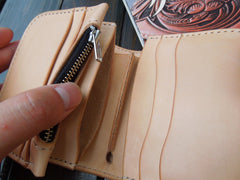 Handmade Leather billfold biker wallet trucker wallets chain leather Small leather Chain wallet for men