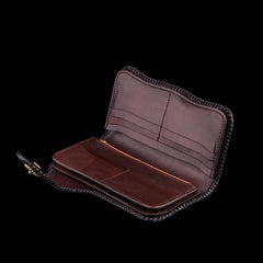 Cool Leather Wallet With Chain Wallet for Men Tooled Leather Wallet Eagle Biker Chain Wallets 