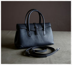 Womens Navy Work Leather Handbag Purse Leather Gray Work Shoulder Bag Handbag Purse for Ladies
