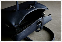 Womens Navy Work Leather Handbag Purse Leather Gray Work Shoulder Bag Handbag Purse for Ladies