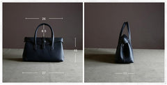 Womens Navy Work Leather Handbag Purse Leather Gray Work Shoulder Bag Handbag Purse for Ladies