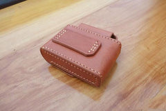Cool Handmade Brown Leather Mens Cigarette Case with Lighter Holder Belt Loop for Men