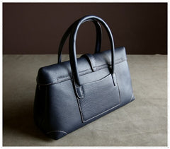 Womens Navy Work Leather Handbag Purse Leather Gray Work Shoulder Bag Handbag Purse for Ladies