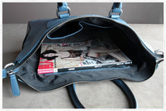 Large Womens Dark Blue Leather Work Handbag Purse Leather Crossbody Purse Shoulder Bag for Ladies