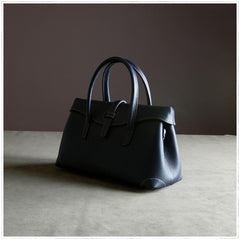 Womens Black Work Leather Handbag Purse Leather Black Work Shoulder Bag Handbag Purse for Ladies