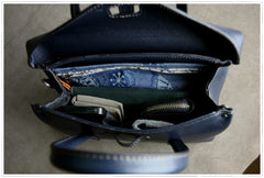Womens Navy Work Leather Handbag Purse Leather Gray Work Shoulder Bag Handbag Purse for Ladies