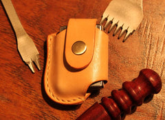 Mens Leather Zippo Lighter Pouch with Loop Cool Small Zippo lighter cases with Clip