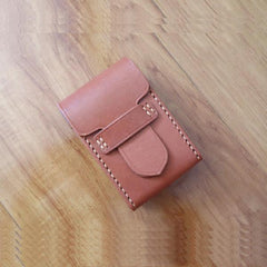 Cool Handmade Brown Leather Mens Cigarette Case Cigarette Holder Case with Belt Loop for Men