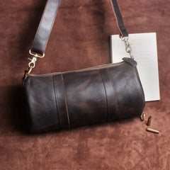 Genuine Leather Mens Barrel Bag Cool Weekender Bag Travel Bag Duffle Bags Overnight Bag Holdall Bag for men
