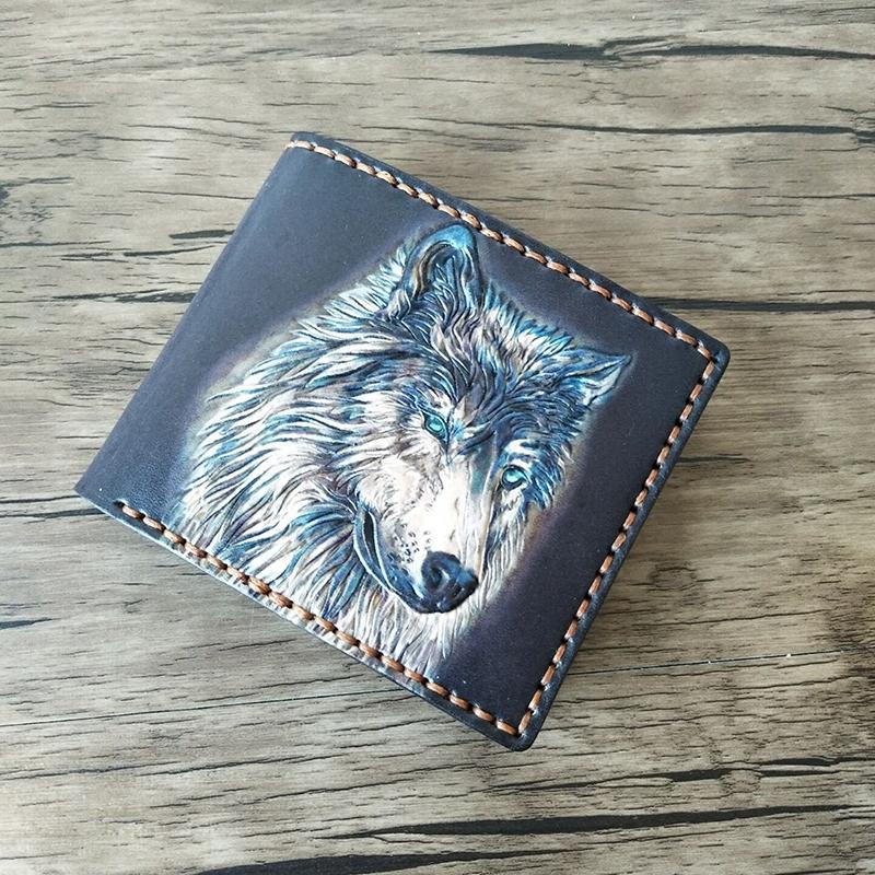 Handmade Leather Tooled Wolf Chain Wallet Mens Biker Wallet Cool Leath –  imessengerbags